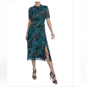 EUC Julia Jordan Floral Midi Dress in Teal, Size 14